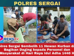 Polres Sergai Sembelih 11 Hewan Kurban dan Bagikan Daging kepada Personel dan Masyarakat di Hari Raya Idul Adha 1446 H