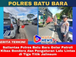 Satlantas Polres Batu Bara Gelar Patroli Kibas Bendera dan Pengaturan Lalu Lintas di Tiga Titik Jalinsum