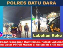 Cegah Gangguan Kamtibmas, Polsek Labuhan Ruku Gelar Patroli Malam di Sejumlah Titik Rawan