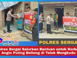 Polres Sergai Salurkan Bantuan untuk Korban Angin Puting Beliung di Teluk Mengkudu