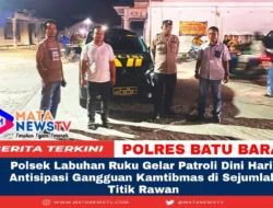 Polsek Labuhan Ruku Gelar Patroli Dini Hari, Antisipasi Gangguan Kamtibmas di Sejumlah Titik Rawan