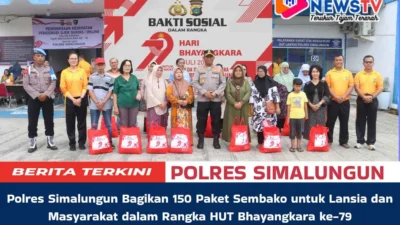 Polres Simalungun Bagikan 150 Paket Sembako untuk Lansia dan Masyarakat dalam Rangka HUT Bhayangkara ke-79