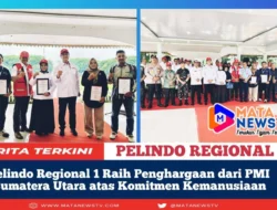 Pelindo Regional 1 Raih Penghargaan dari PMI Sumatera Utara atas Komitmen Kemanusiaan