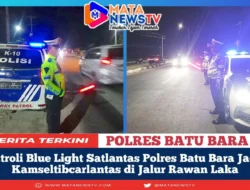 Patroli Blue Light Satlantas Polres Batu Bara Jaga Kamseltibcarlantas di Jalur Rawan Laka