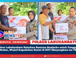 Polres Labuhanbatu Salurkan Bantuan Sembako untuk Penggali Kubur, Wujud Kepedulian Sosial di HUT Bhayangkara ke-79