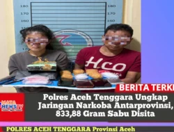 Polres Aceh Tenggara Ungkap Jaringan Narkoba Antarprovinsi, 833,88 Gram Sabu Disita