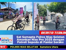 Sat Samapta Polres Nias Selatan Amankan Nias Pro 2025 dengan Patroli Sepeda di Pantai Sorake