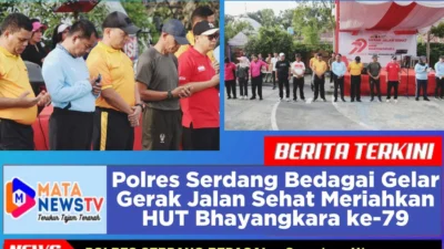 Polres Serdang Bedagai Gelar Gerak Jalan Sehat Meriahkan HUT Bhayangkara ke-79