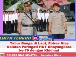 Tabur Bunga di Laut, Polres Nias Selatan Peringati HUT Bhayangkara ke-79 dengan Khidmat