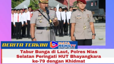 Tabur Bunga di Laut, Polres Nias Selatan Peringati HUT Bhayangkara ke-79 dengan Khidmat