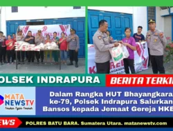 Dalam Rangka HUT Bhayangkara ke-79, Polsek Indrapura Salurkan Bansos kepada Jemaat Gereja HKBP