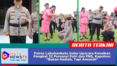 Polres Labuhanbatu Gelar Upacara Kenaikan Pangkat 32 Personel Polri dan PNS, Kapolres: “Bukan Hadiah, Tapi Amanah”
