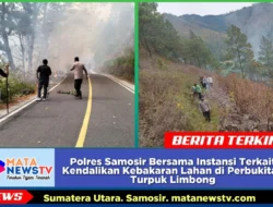Polres Samosir Bersama Instansi Terkait Kendalikan Kebakaran Lahan di Perbukitan Turpuk Limbong