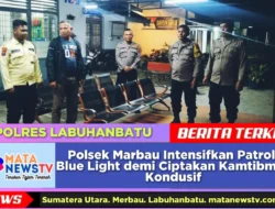 Polsek Marbau Intensifkan Patroli Blue Light demi Ciptakan Kamtibmas Kondusif