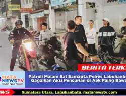 Patroli Malam Sat Samapta Polres Labuhanbatu Gagalkan Aksi Pencurian di Aek Paing Bawah