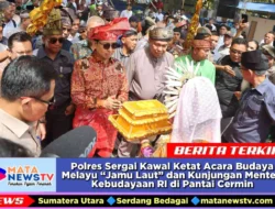 Polres Sergai Kawal Ketat Acara Budaya Melayu “Jamu Laut” dan Kunjungan Menteri Kebudayaan RI di Pantai Cermin