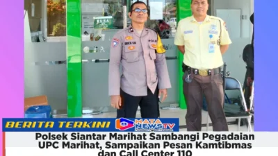 Polsek Siantar Marihat Sambangi Pegadaian UPC Marihat, Sampaikan Pesan Kamtibmas dan Call Center 110