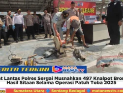 Sat Lantas Polres Sergai Musnahkan 497 Knalpot Brong Hasil Sitaan Selama Operasi Patuh Toba 2025