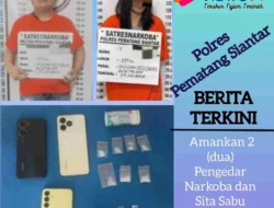 Polres Pematangsiantar Amankan Dua Pengedar Narkoba dan Sita Sabu Seberat 7,27 Gram