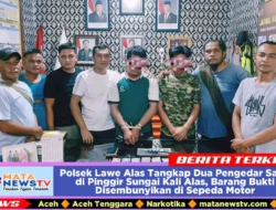 Polsek Lawe Alas Tangkap Dua Pengedar Sabu di Pinggir Sungai Kali Alas, Barang Bukti Disembunyikan di Sepeda Motor