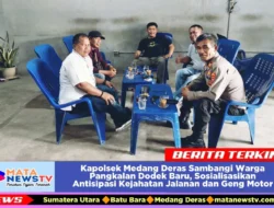 Kapolsek Medang Deras Sambangi Warga Pangkalan Dodek Baru, Sosialisasikan Antisipasi Kejahatan Jalanan dan Geng Motor