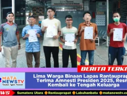 Lima Warga Binaan Lapas Rantauprapat Terima Amnesti Presiden 2025, Resmi Kembali ke Tengah Keluarga
