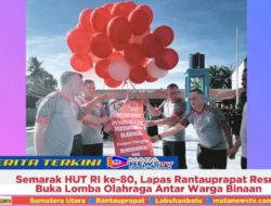 Semarak HUT RI ke-80, Lapas Rantauprapat Resmi Buka Lomba Olahraga Antar Warga Binaan