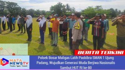 Polsek Bosar Maligas Latih Paskibra SMAN 1 Ujung Padang, Wujudkan Generasi Muda Berjiwa Nasionalis Sambut HUT RI ke-80