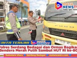 Polres Serdang Bedagai dan Ormas Bagikan Bendera Merah Putih Sambut HUT RI ke-80