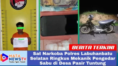Sat Narkoba Polres Labuhanbatu Selatan Ringkus Mekanik Pengedar Sabu di Desa Pasir Tuntung