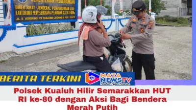 Polsek Kualuh Hilir Semarakkan HUT RI ke-80 dengan Aksi Bagi Bendera Merah Putih