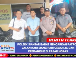 Polsek Siantar Barat Gencarkan Patroli Jalan Kaki Siang Hari Cegah 3C dan Premanisme di Pasar Horas