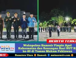 Wakapolres Samosir Pimpin Apel Kehormatan dan Renungan Suci HUT RI ke-80 di Taman Makam Pahlawan