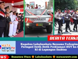 Kapolres Labuhanbatu Bersama Forkopimda Peringati Detik-Detik Proklamasi HUT ke-80 RI di Lapangan Ikabina