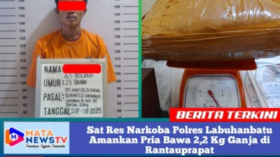 Sat Res Narkoba Polres Labuhanbatu Amankan Pria Bawa 2,2 Kg Ganja di Rantauprapat