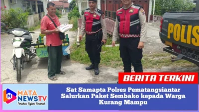 Sat Samapta Polres Pematangsiantar Salurkan Paket Sembako kepada Warga Kurang Mampu