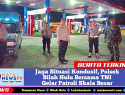 Jaga Situasi Kondusif, Polsek Bilah Hulu Bersama TNI Gelar Patroli Skala Besar