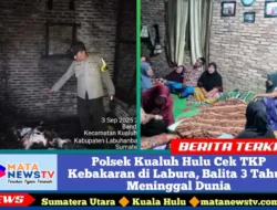 Polsek Kualuh Hulu Cek TKP Kebakaran di Labura, Balita 3 Tahun Meninggal Dunia