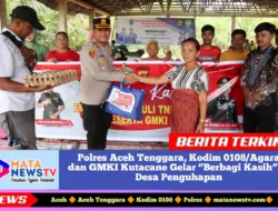 Polres Aceh Tenggara, Kodim 0108/Agara dan GMKI Kutacane Gelar “Berbagi Kasih” di Desa Penguhapan
