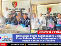 Satreskrim Polres Labuhanbatu Gelar Press Release Kasus Pengeroyokan di Depan Kantor ACC Finance