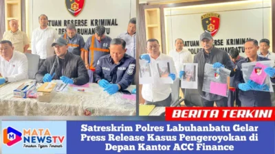 Satreskrim Polres Labuhanbatu Gelar Press Release Kasus Pengeroyokan di Depan Kantor ACC Finance