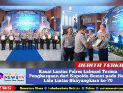 Kasat Lantas Polres Labusel Terima Penghargaan dari Kapolda Sumut pada Hari Lalu Lintas Bhayangkara ke-70