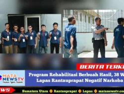 Program Rehabilitasi Berbuah Hasil, 38 WBP Lapas Rantauprapat Negatif Narkoba