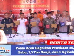 Polda Aceh Gagalkan Peredaran 80,5 Kg Sabu, 1,3 Ton Ganja, dan 1 Kg Kokain
