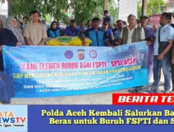 Polda Aceh Kembali Salurkan Bantuan Beras untuk Buruh FSPTI dan SPSI