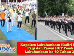 Kapolres Labuhanbatu Hadiri Senam Pagi dan Pawai HUT Pemkab Labuhanbatu ke-80 Tahun 2025