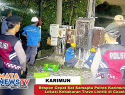 Respon Cepat Sat Samapta Polres Karimun Amankan Lokasi Kebakaran Travo Listrik di Coastal Area