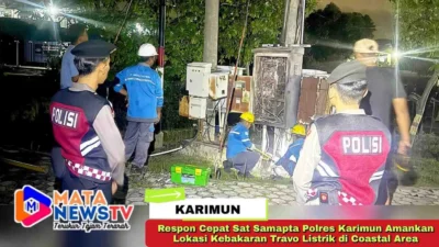Respon Cepat Sat Samapta Polres Karimun Amankan Lokasi Kebakaran Travo Listrik di Coastal Area