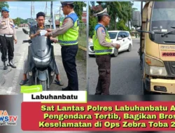 Sat Lantas Polres Labuhanbatu Ajak Pengendara Tertib, Bagikan Brosur Keselamatan di Ops Zebra Toba 2025,