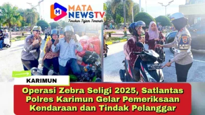 Operasi Zebra Seligi 2025, Satlantas Polres Karimun Gelar Pemeriksaan Kendaraan dan Tindak Pelanggar